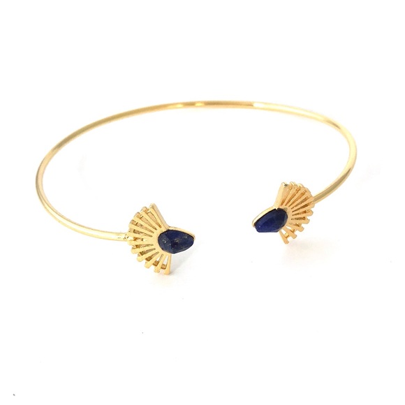 Fan Bangle with Navy Marbelized Stone - Picture 2 of 8